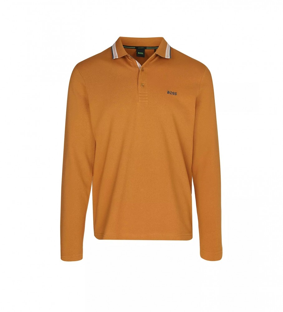 Camisa polo BOSS com logotipo laranja contrastante