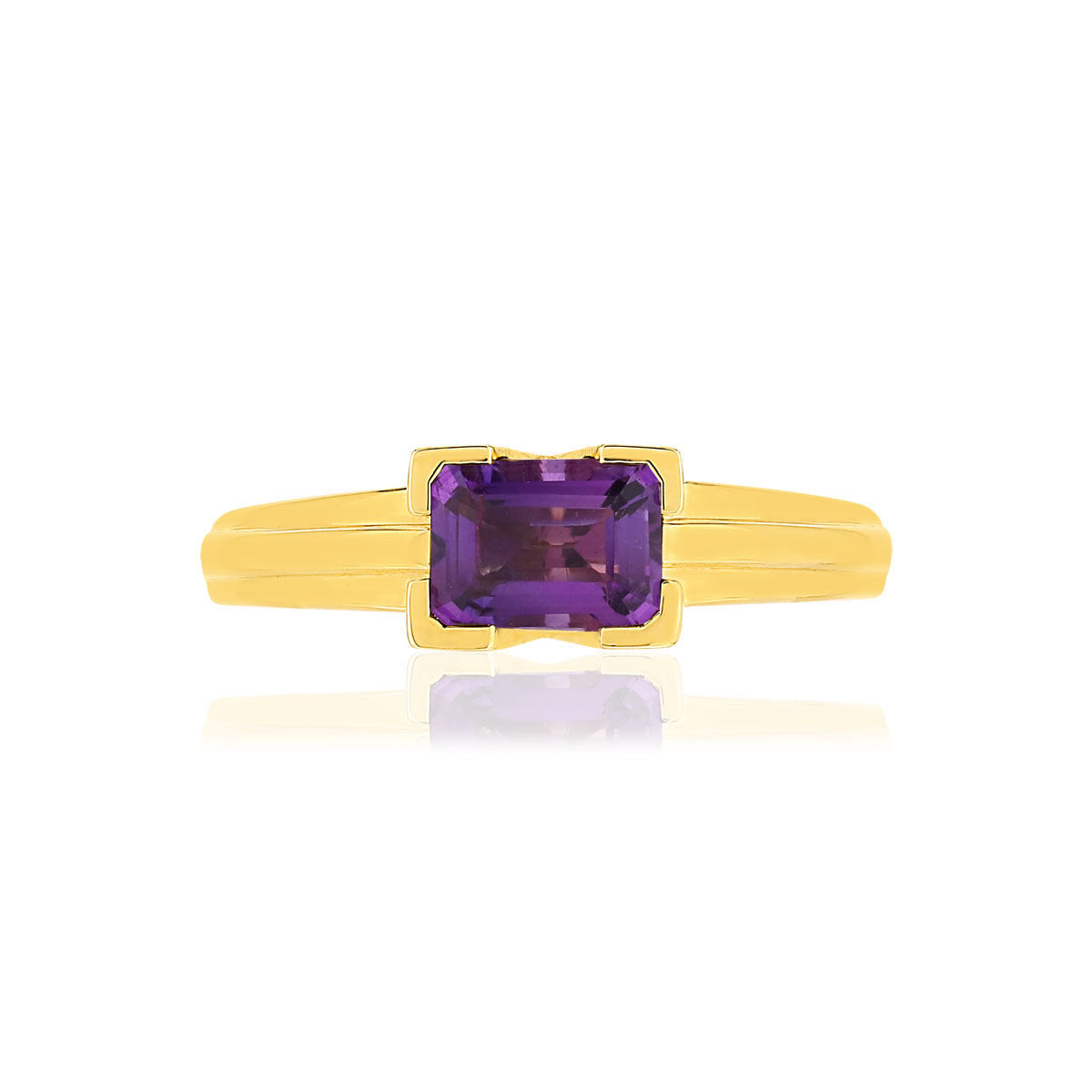 Bague VAN BRILL or jaune 750, améthyste, diamant.