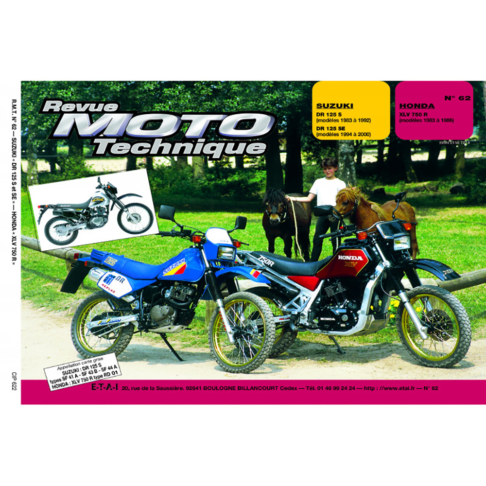 Etai - RMT 62.2 SUZUKI DR 125 (1983 à 2000) et HONDA XLV 750 (1983 à 1986)