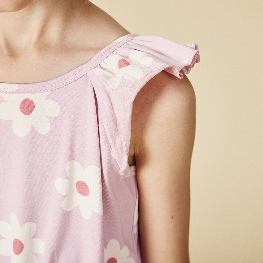 Robe imprimé fleuri avec dos ouvert pour fille - Rose
