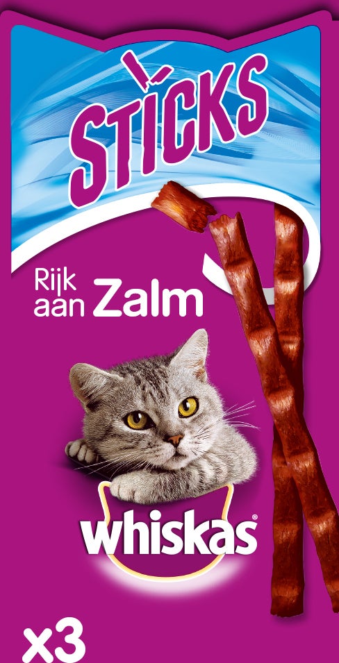 Whiskas kattensnack Sticks zalm 18 g 3 stuks