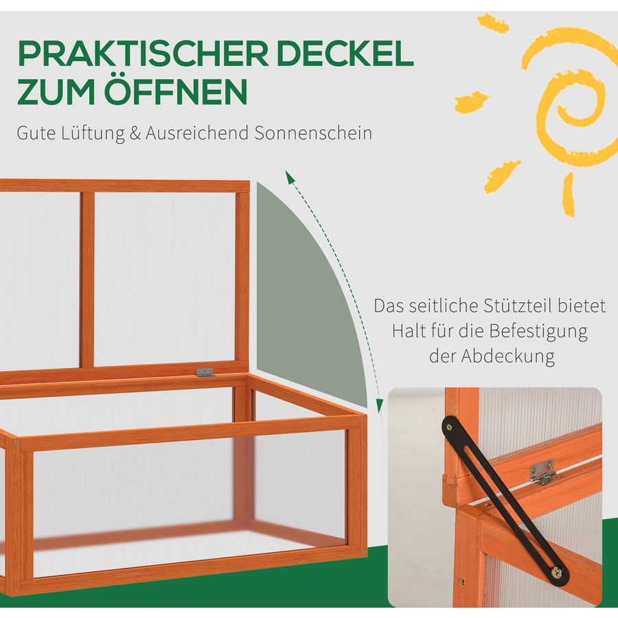 Outsunny Frühbeet mit Holzrahmen orange