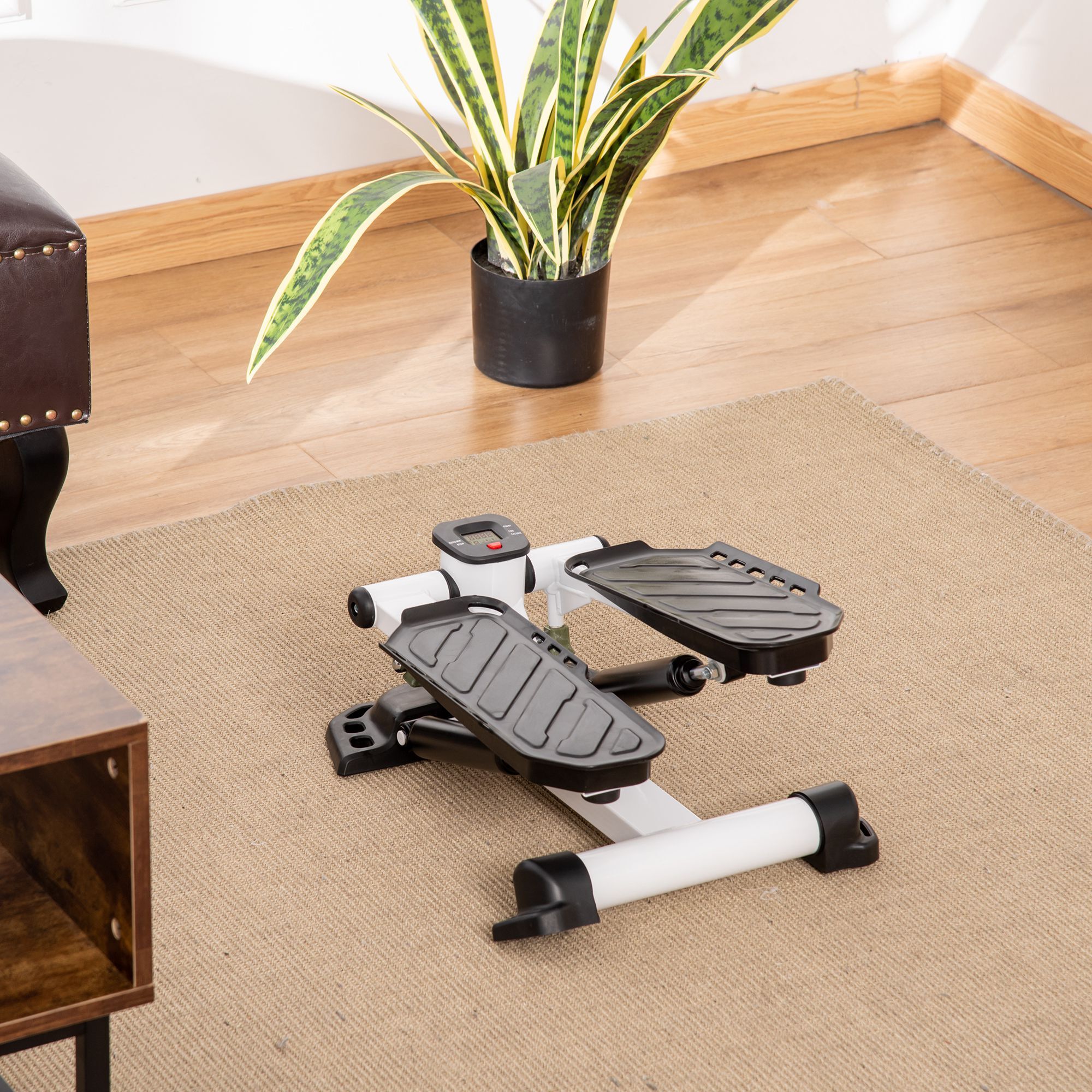 HOMCOM Mini Stepper mit LCD-Bildschirm und Pedalen schwarz, weiß 48L x 34B x 21H cm