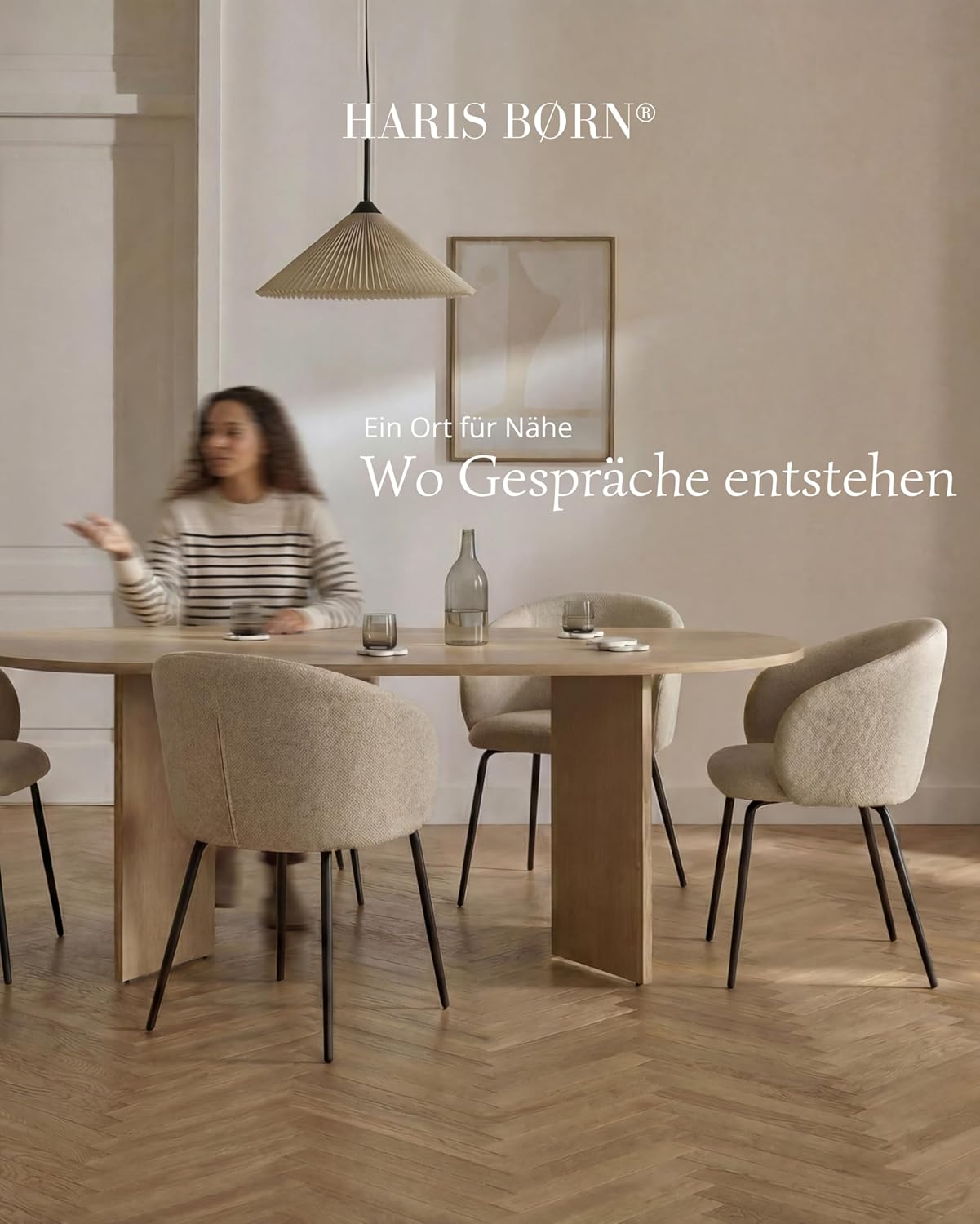 Design Dining Room Chairs (2er Set) Beige - skandinavische Esszimmerstühle in Zeitloser Form, Premium Polsterstuhl Esszimmer, moderner Dining Chair, 30 Tage risikofrei testen