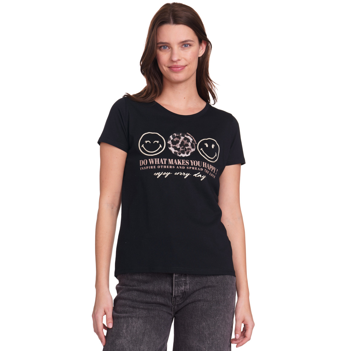 Gina Benotti SmileyWorld T-Shirt mit Print schwarz