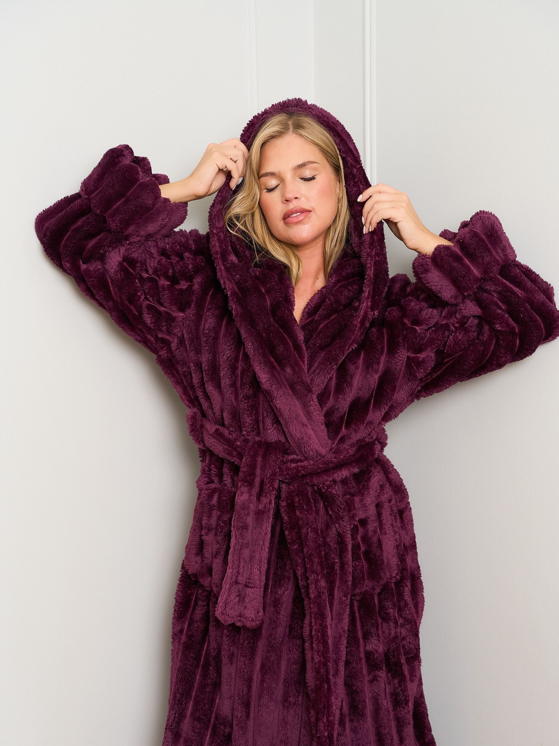 Paars - Jim Jam the Label Chocolate Ribbed Dressing Brown Gown
