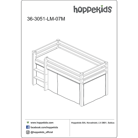 Hoppekids Mermaid forhæng til halvhøj- og køjeseng 70x160 cm