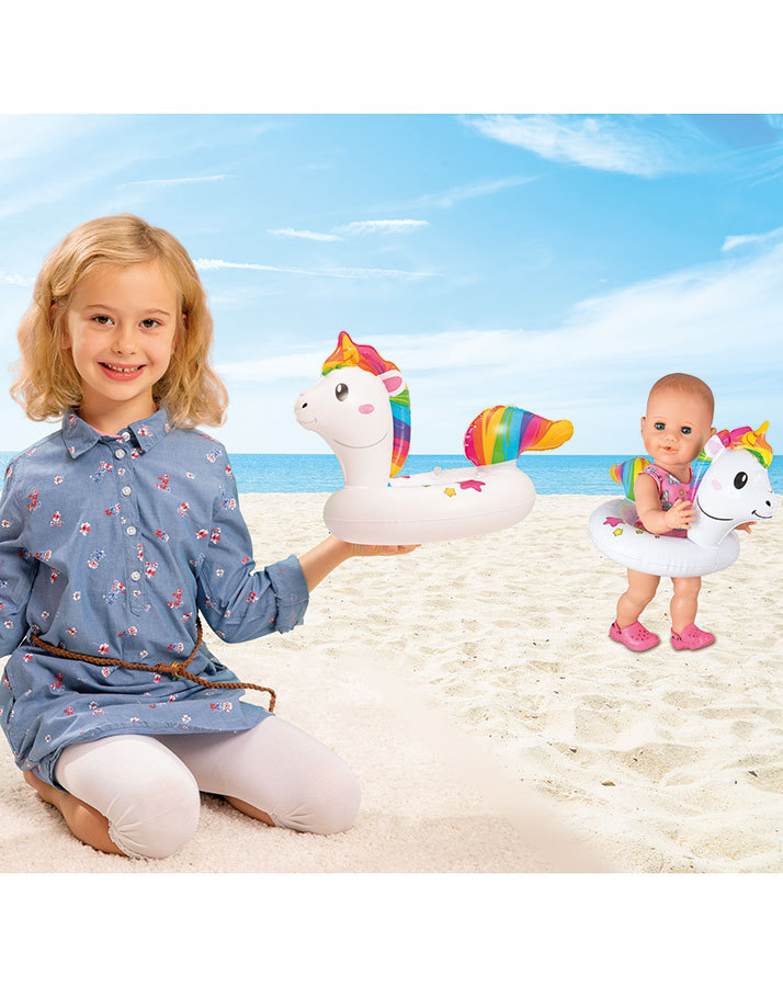 Puppen-Accessoire EINHORN-SCHWIMMRING „HENRI“ (35-45cm) in weiß/bunt