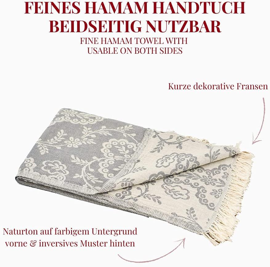 Carenesse Hamamtuch Paisley floral 90*175 cm grau
