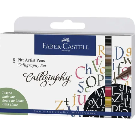 Faber-Castell Tuschestift Pitt Artist Pen Calligraphy Set, 2,5 mm, 8er Etui