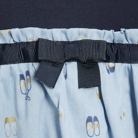 Bleu Ballerine Robe manches longues bi-matière   Print Luxembourg        de               Marèse