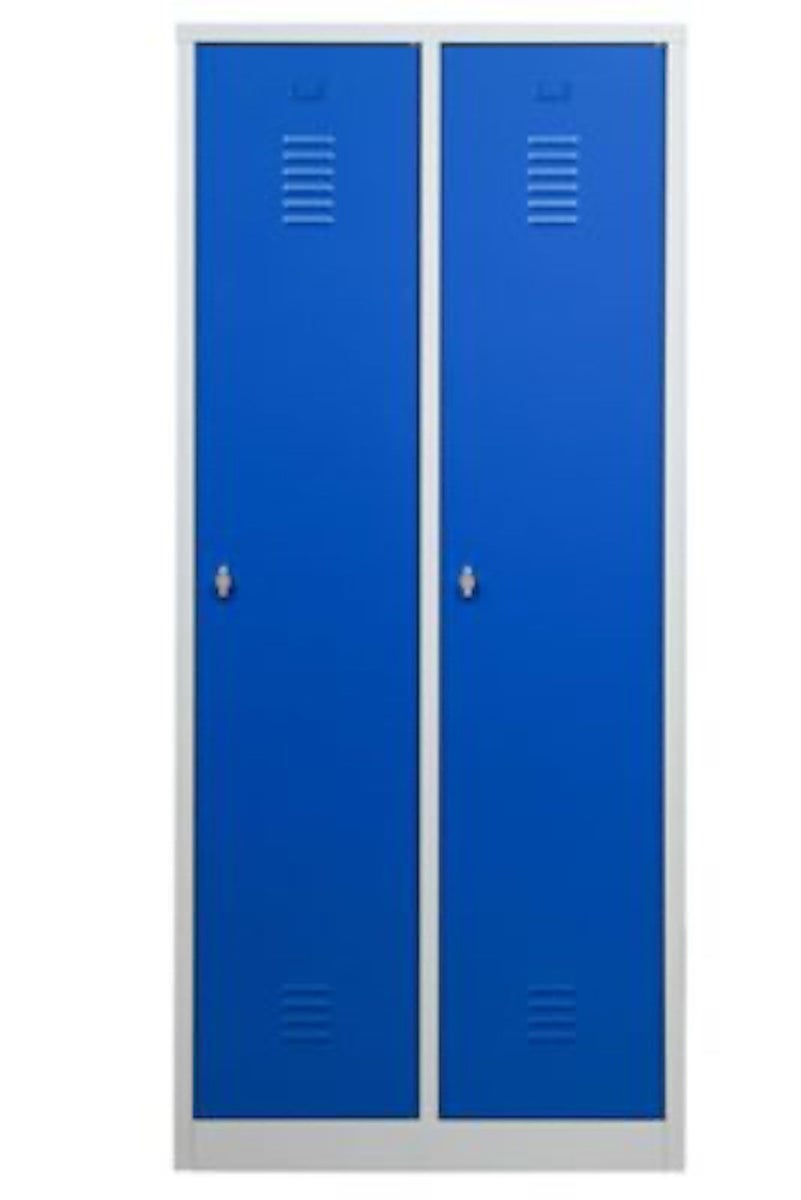 PROREGAL Garderobekast Camel 2-Vaks met Pro Divider HxBxD 180 x 80 x 50 cm Hangslot Grijs-Blauw