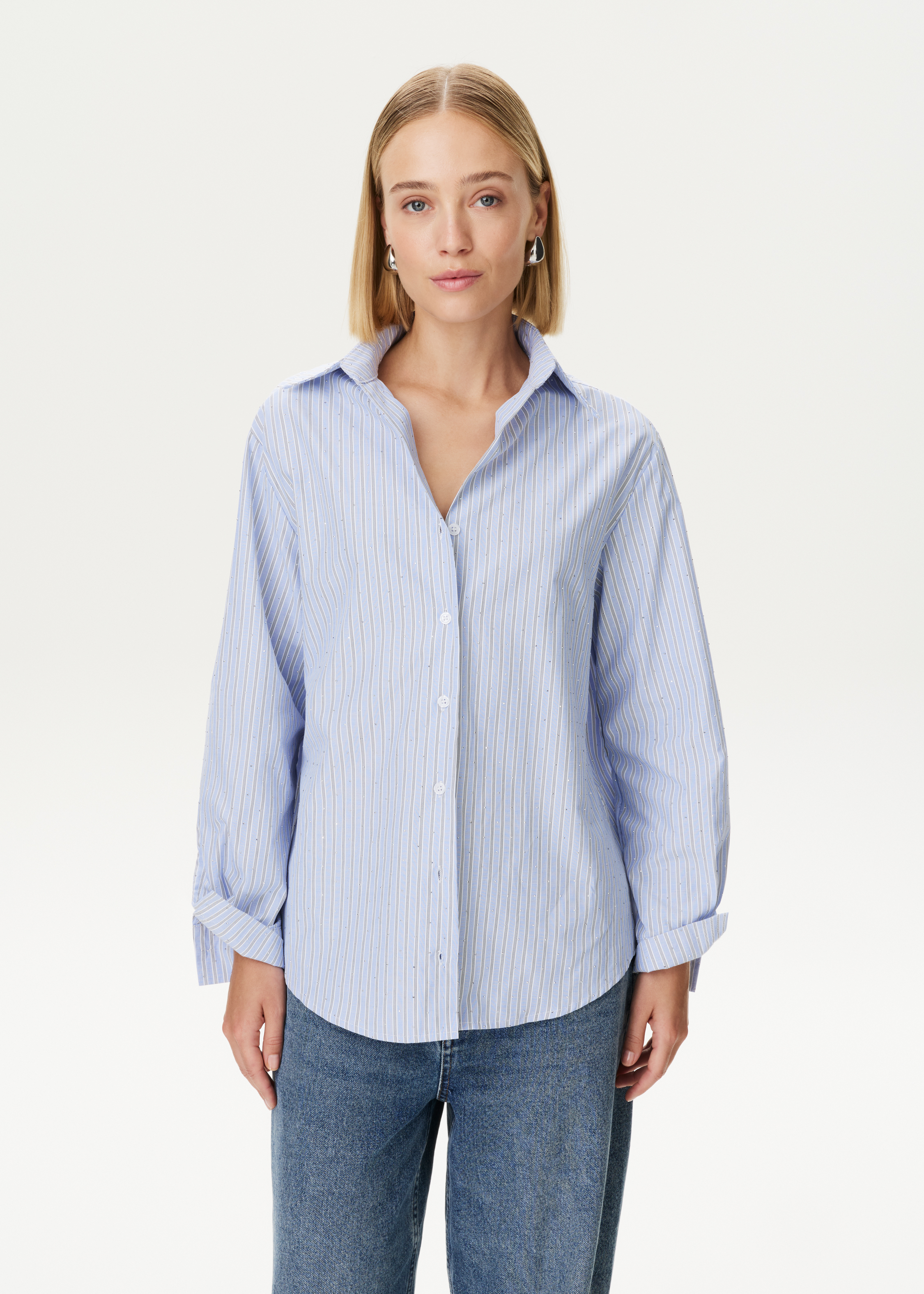 Gestreepte strass blouse