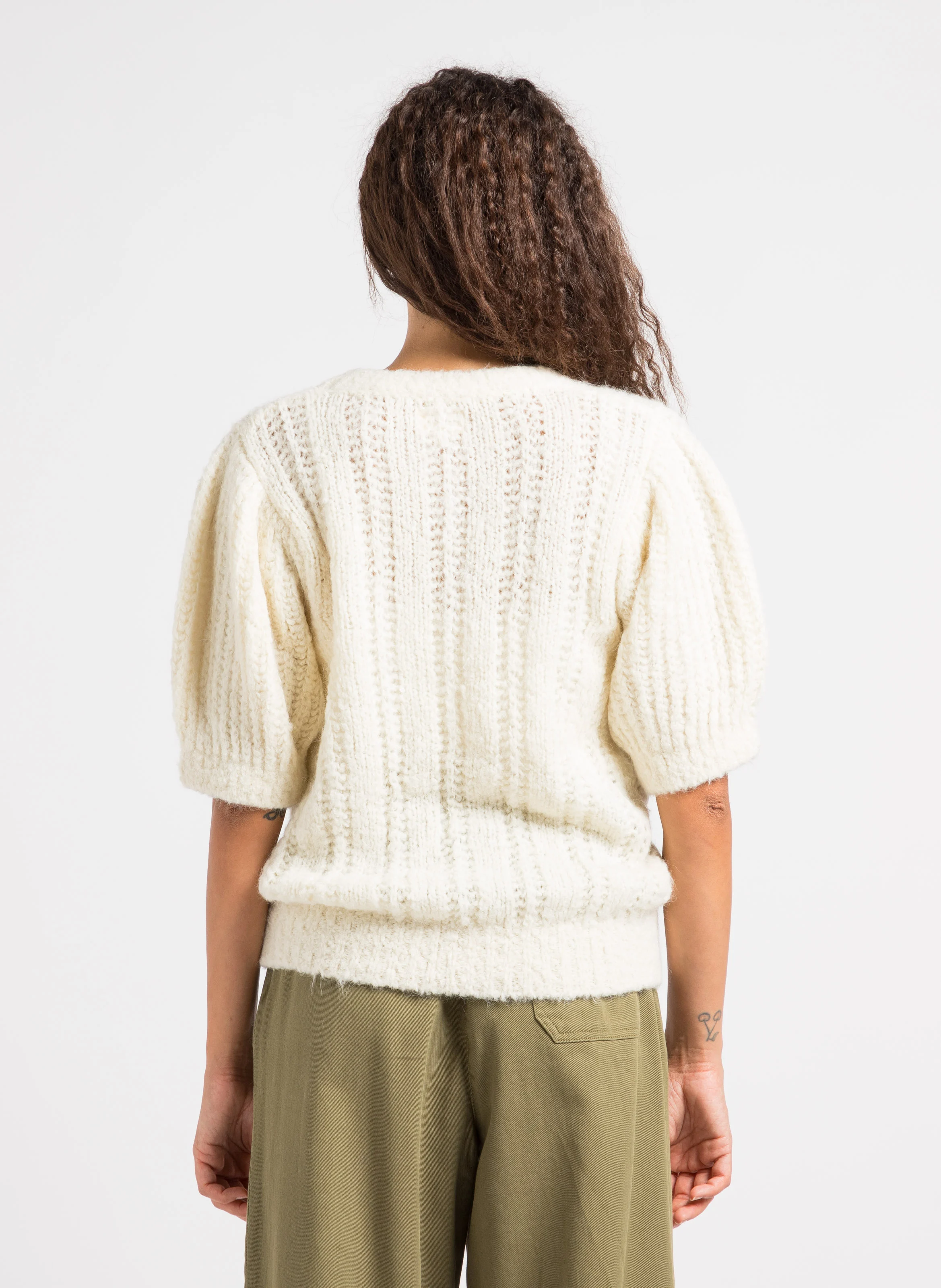 ABOU - Pull col rond en laine mélangée| Beige