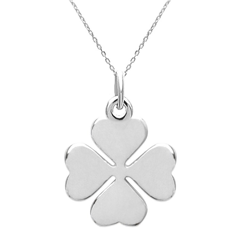 Collier trèfle à 4 feuilles de coeurs porte-bonheur Argent 925 Rhodié