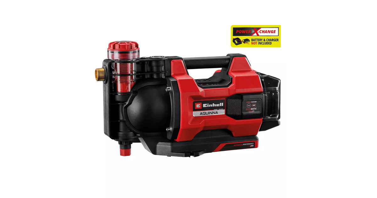EINHELLAQUINNA Accu Automatische Tuinpomp  (Rood/zwart, Accu en oplader niet inbegrepen, Power X-Change)