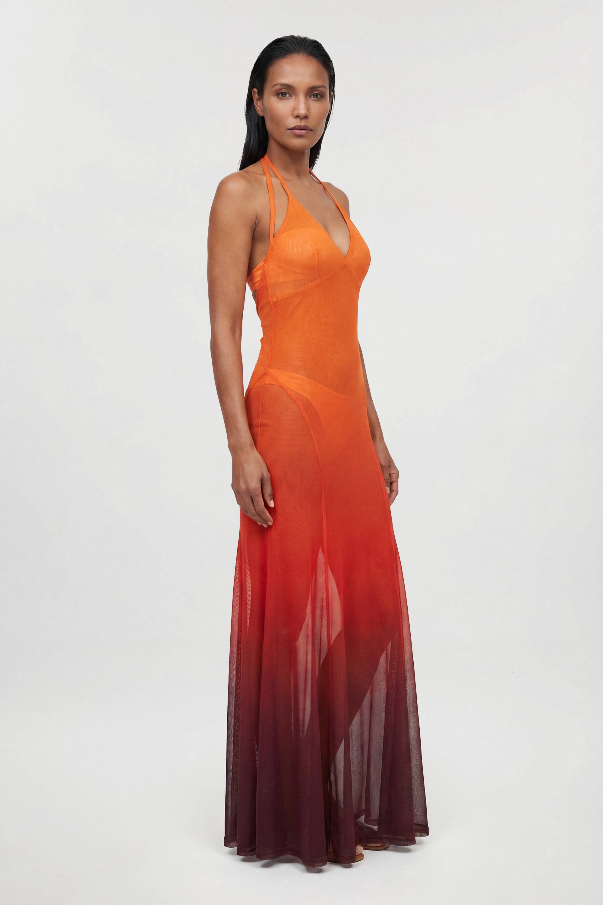 KarenMillen Robe De Plage À Bretelles En Maille Dégradé Coucher De Soleil