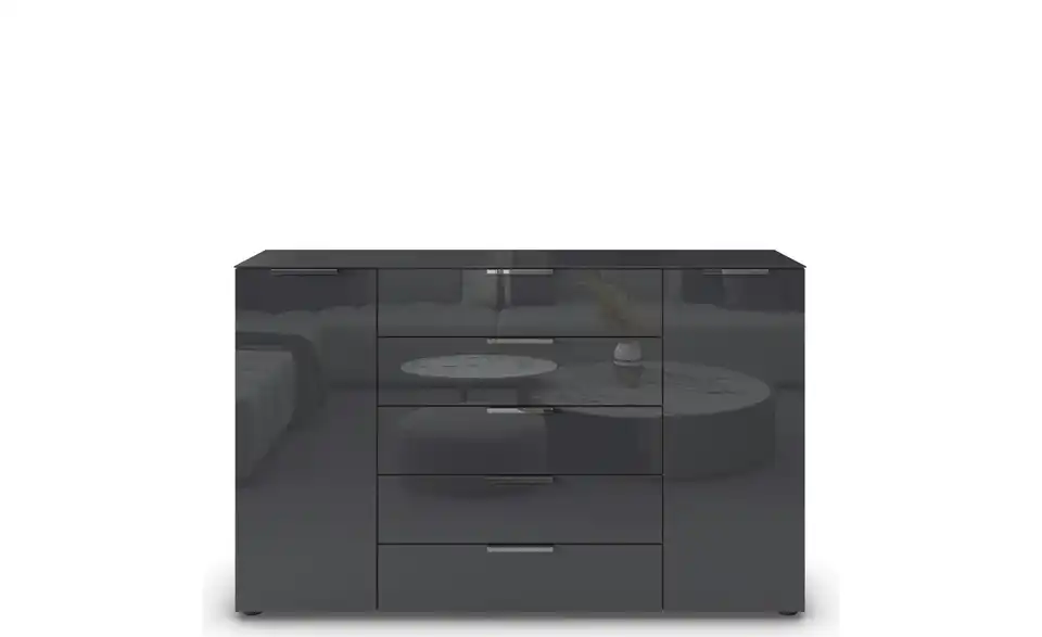 Sideboard verchromt 160 cm Basaltgrau, Eiche Artisan (Nachbildung)