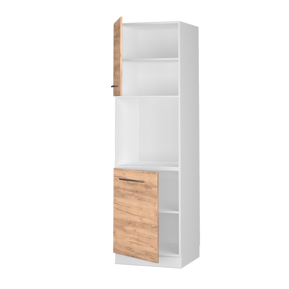 Vicco Herdumbauschrank Küchenschrank Küchenmöbel Fame-Line Weiß Eiche Goldkraft 60 cm modern Küche Einbauküche Blende Herdschrank Hochschrank Küchenzeile Drehtür Einlegeboden