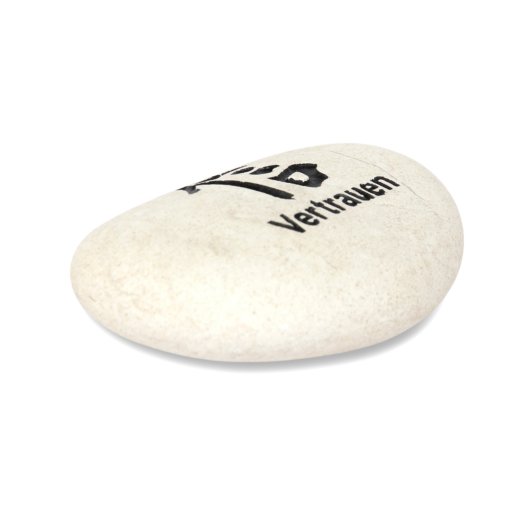 Flusskieselstein 'Vertrauen', weiß, T 8 cm, B 8 cm von fischer's lagerhaus