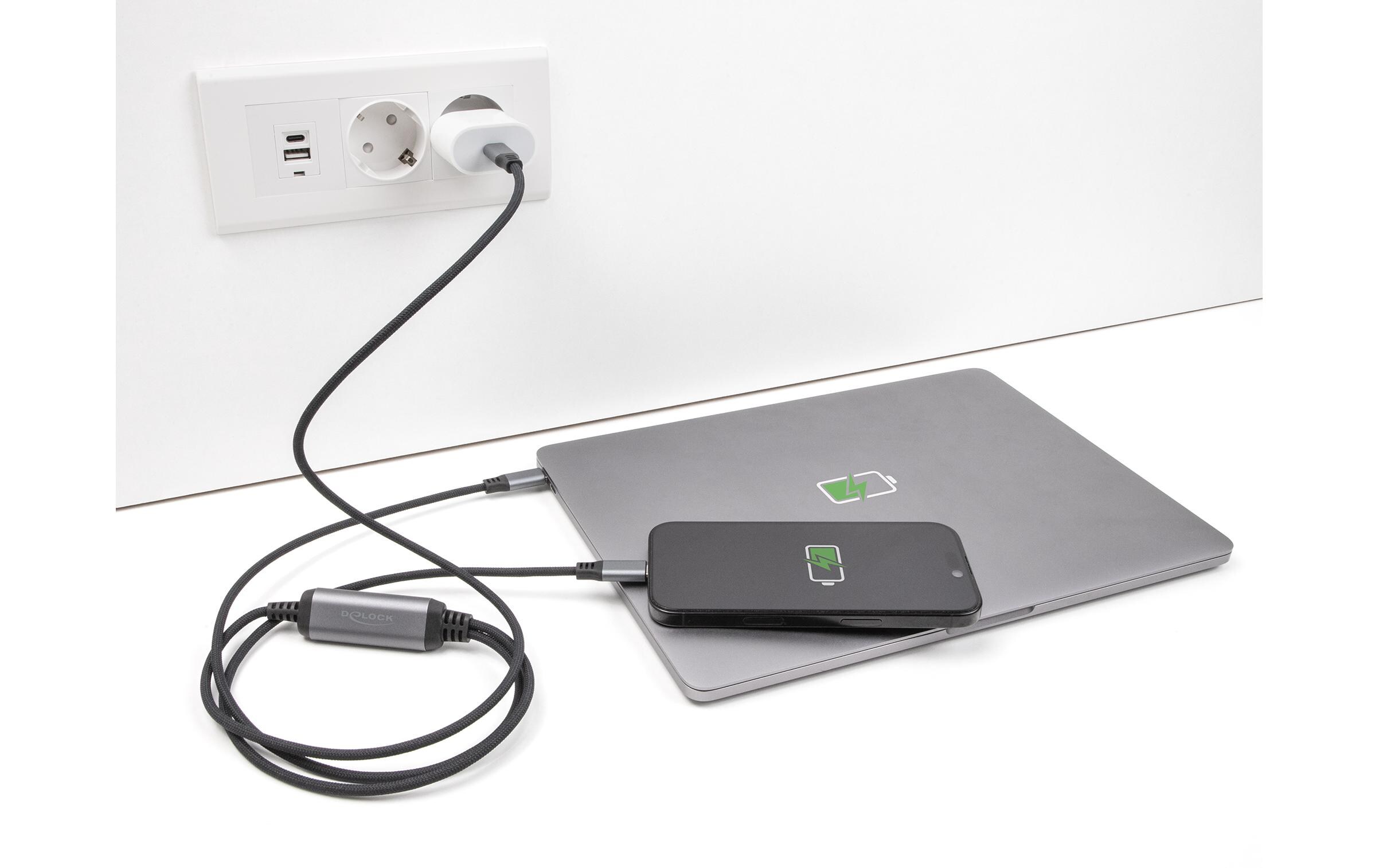 USB 2.0-Y-Kabel USB C - USB C 1.2 mUSB Y-Kabel mit einer Ladeleistung von bis zu 100 W
