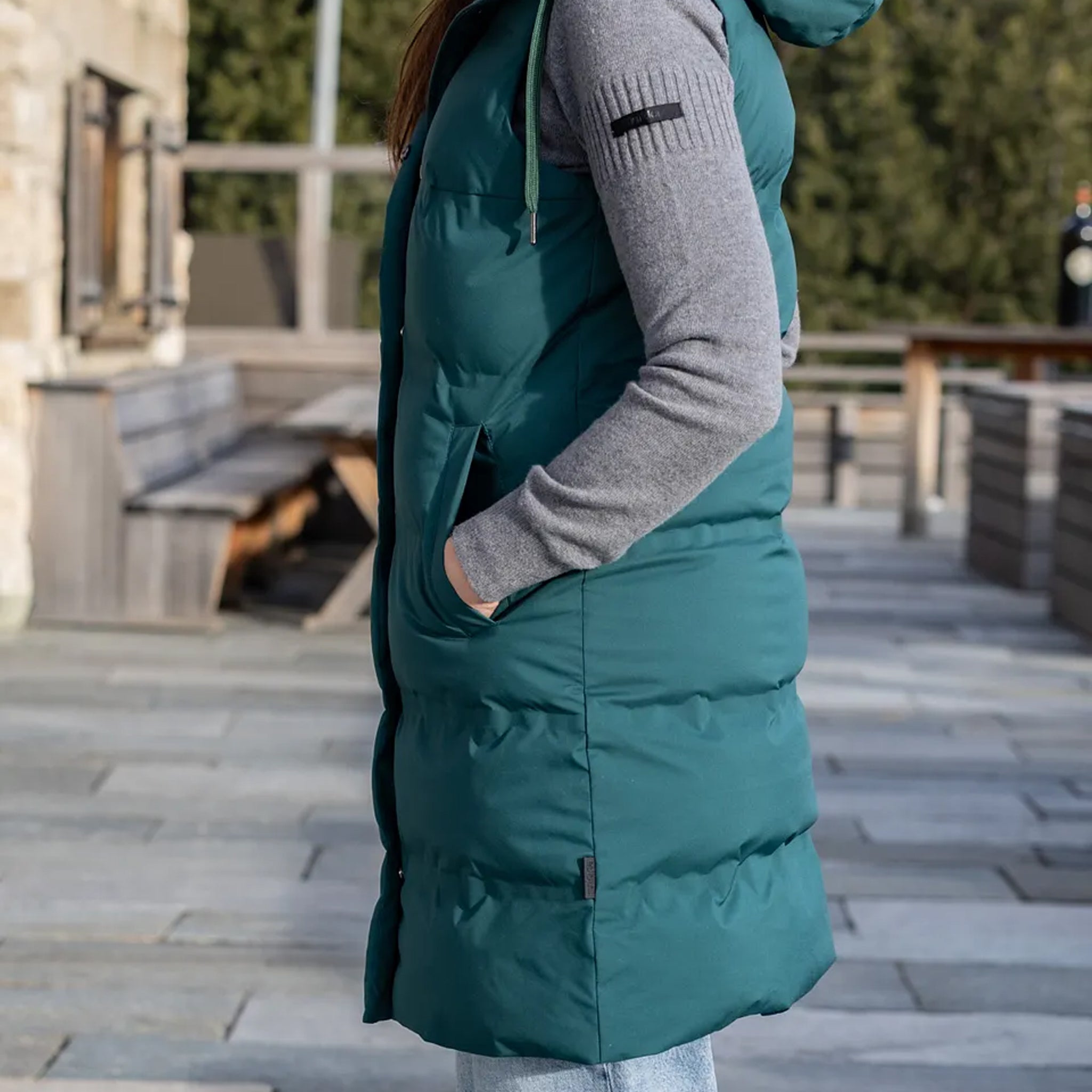 Frauen Gilet Thermo Petra lang sea moss