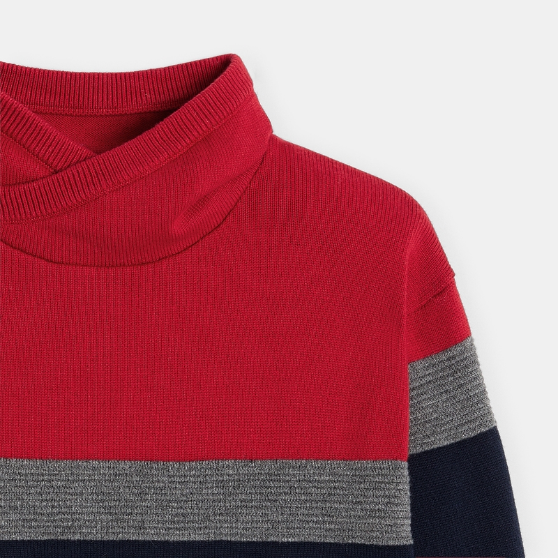 Pull d'hiver col snood bleu garçon