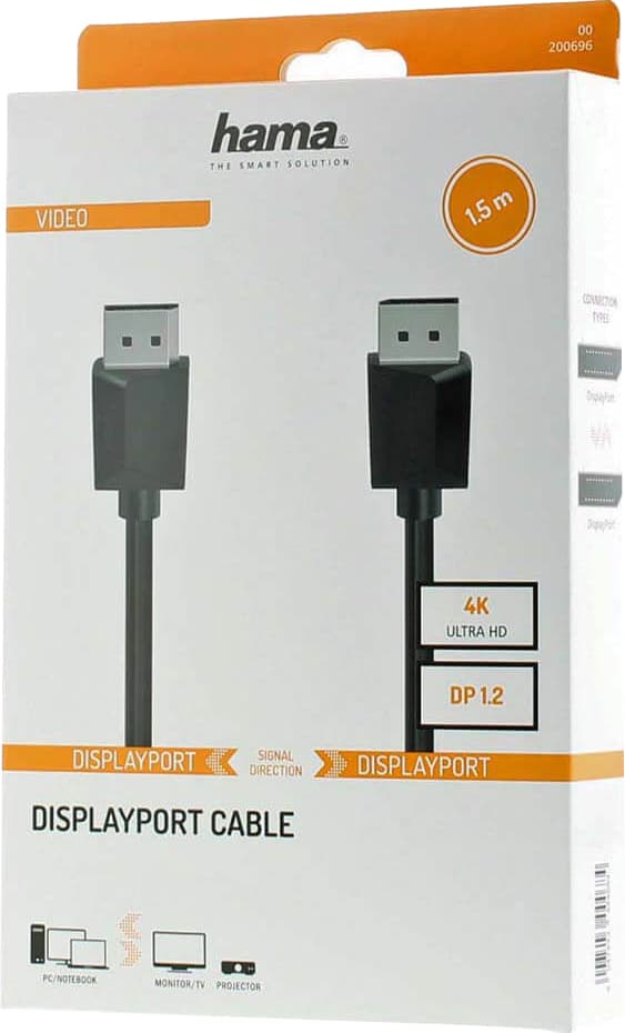 Kabel DisplayPort 1.2 Ultra-HD 4K 1.5m Sort