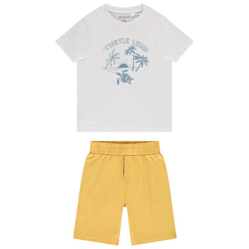 Ensemble court 2 pièces avec print fantaisie pour garçon - Blanc