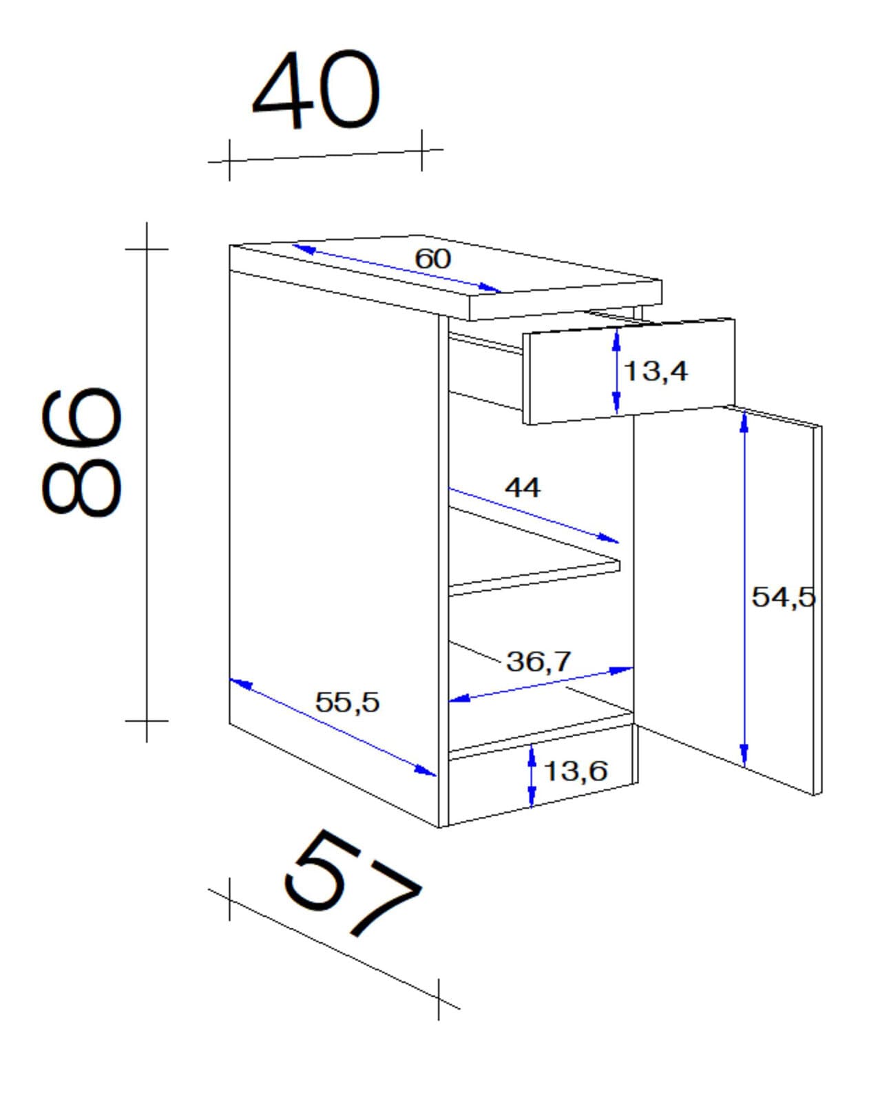Unterschrank Neo Weiß 40cm