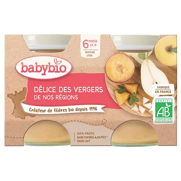 Babybio Frutas em Pote Delícias do Pomar +6 meses Orgânico 2 x 130g