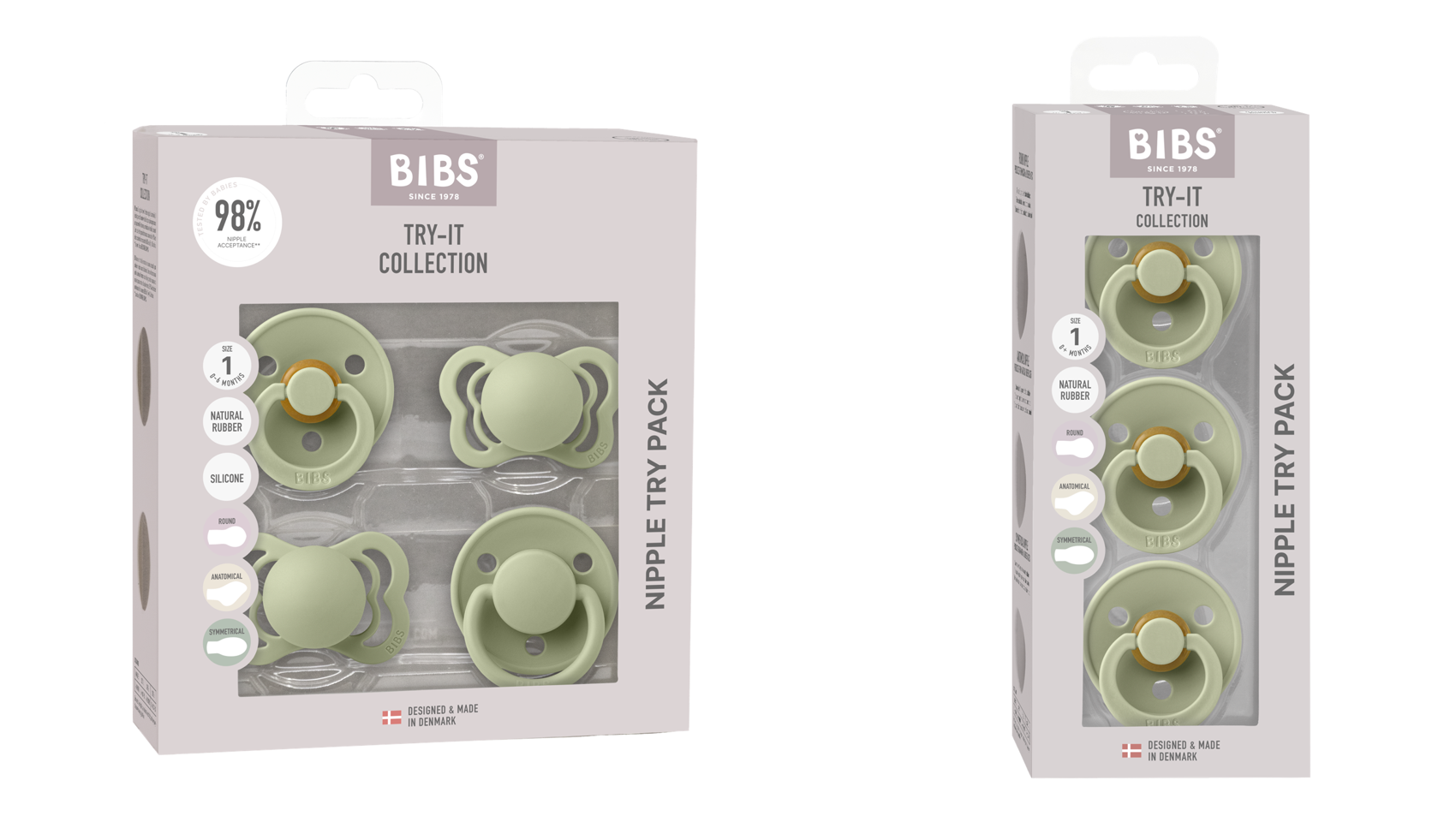 BIBS - Pacifiers Try-it Collection & Colour - Sage - Str 1