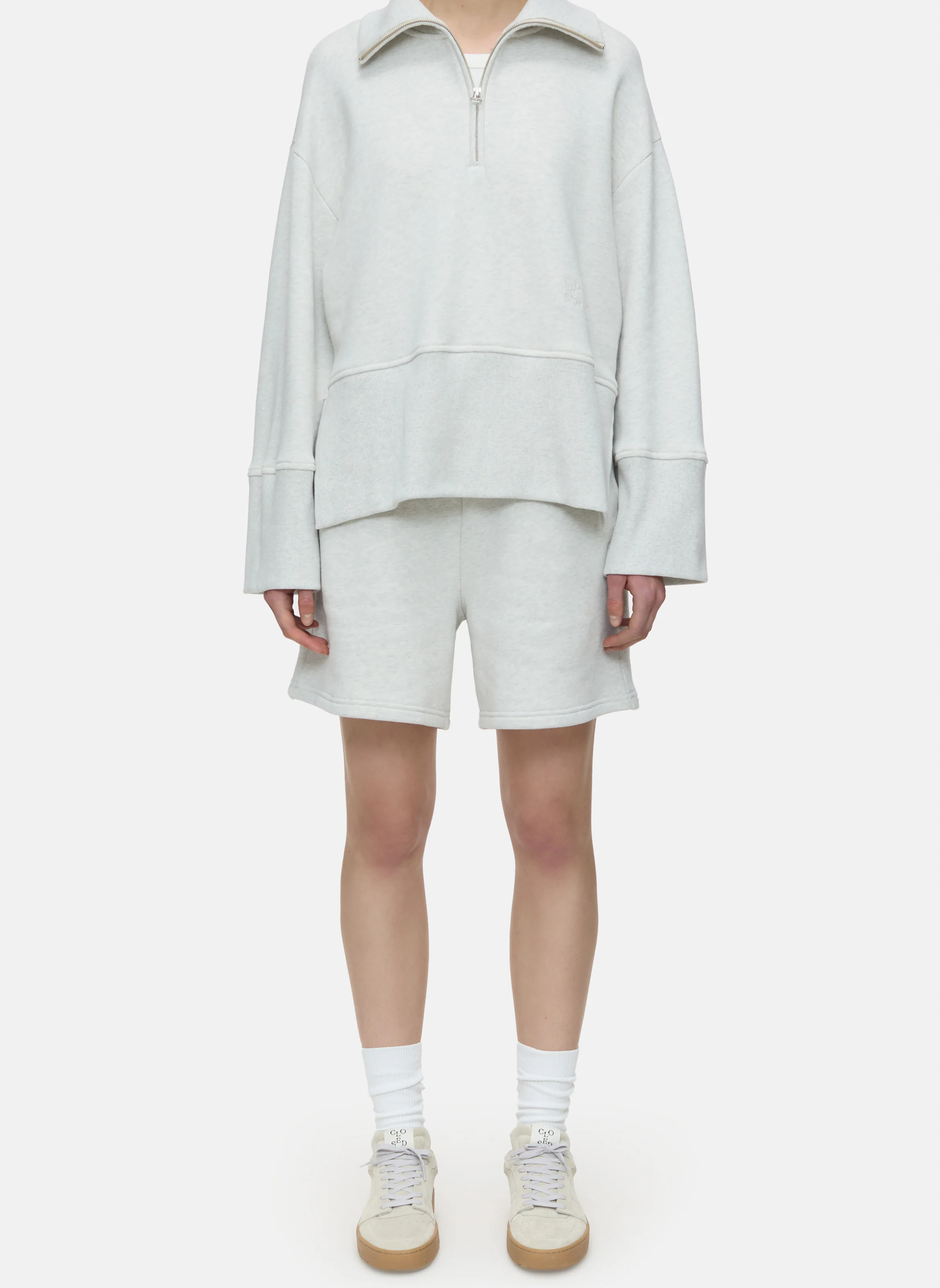 Pull col montant en coton mélangé | Beige