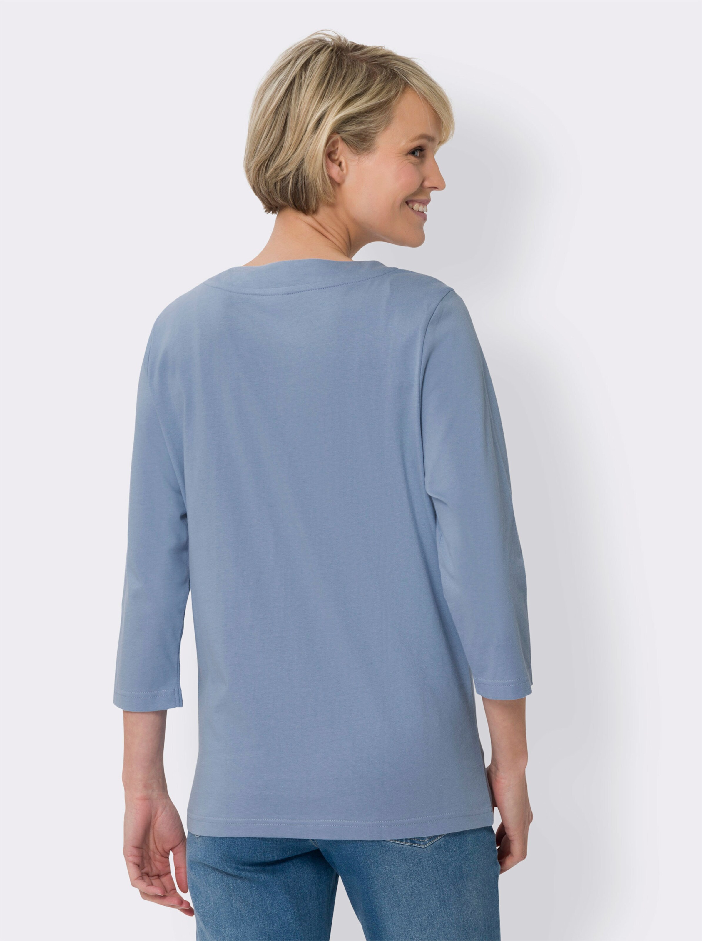 34-Arm-Shirt mit Print im Vorderteil