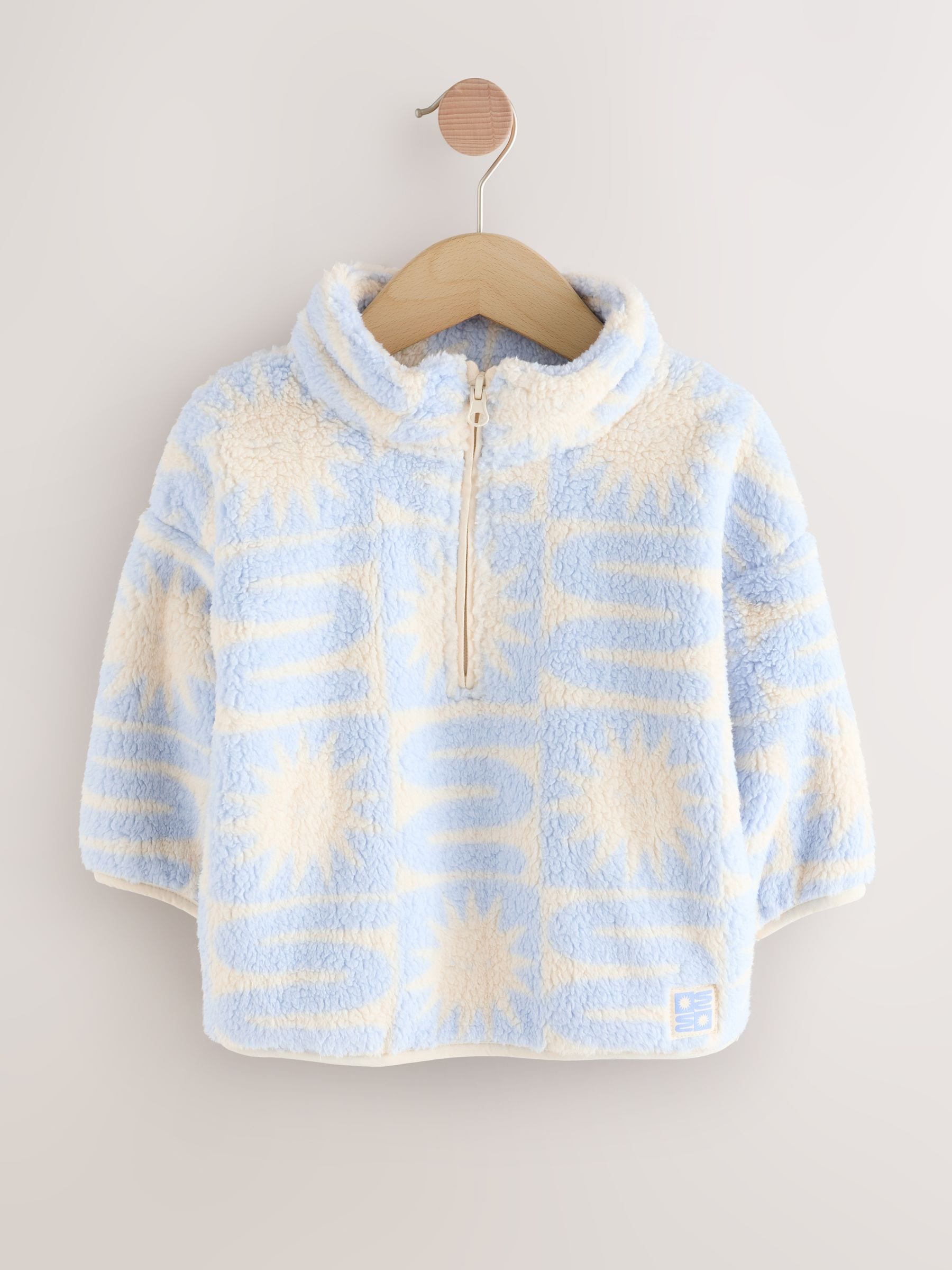 Blauwe zonprint - Fleece met kwartrits (3mnd -7jr)