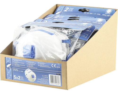 FFP2 fijnstofmasker met ventiel, verpakking van 2