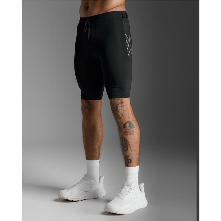 2XU Aero Mesh Compression Shorts Black/Silver Reflective