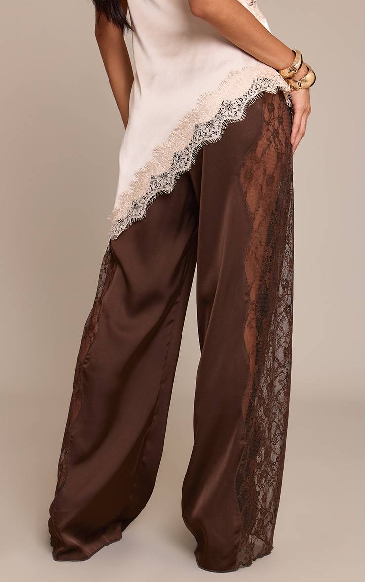 Chocolat Pantalon En Satin À Lacets Avec Cordon De Serrage