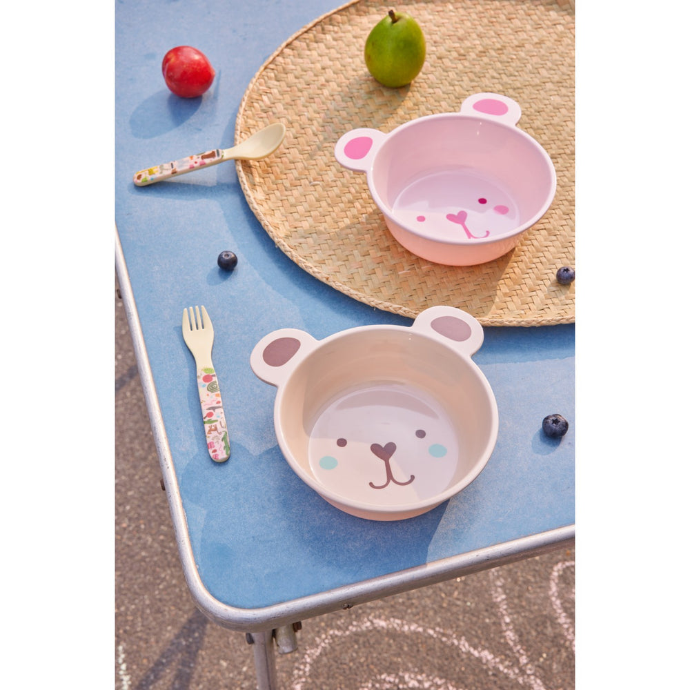 Køb Rice Melamine Skål Med Bjørn Shape - Pink - 500 Ml