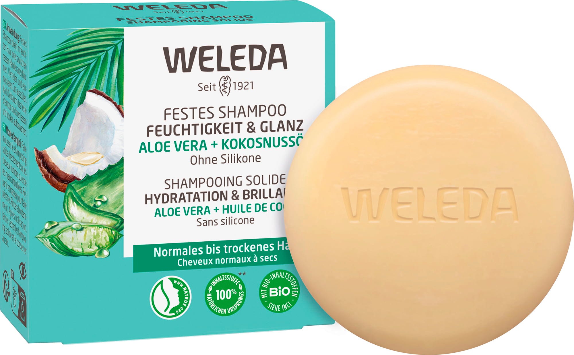 Weleda  Festes Shampoo Feuchtigkeit & Glanz, 50 g
