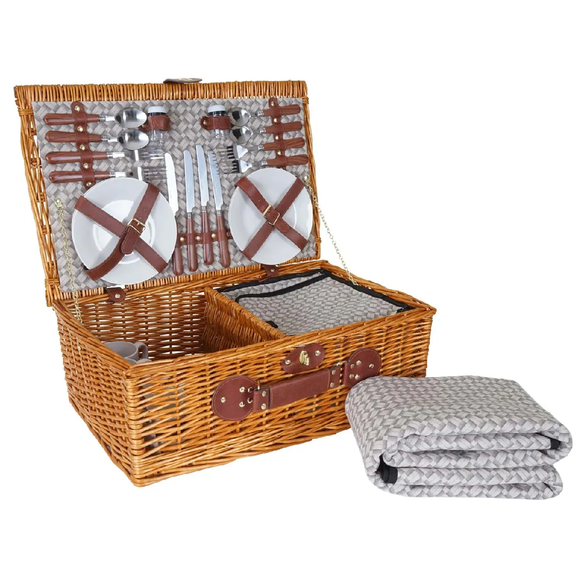 Decoshop26 Panier Pique-Nique - Beige