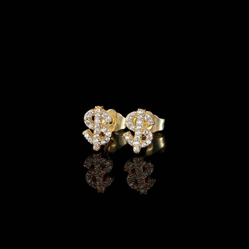 Tinseltown - Dollar Sign Rhinestone roestvrijstalen oorknop