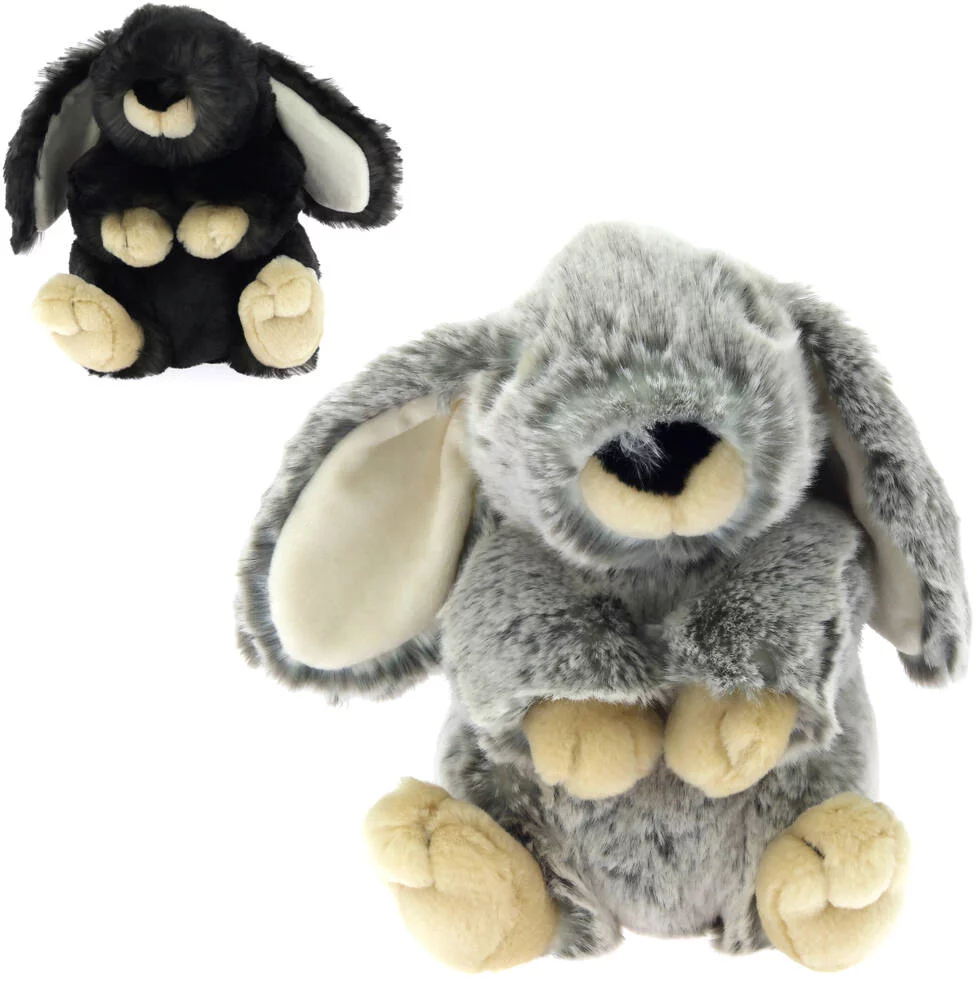 PELUCHE LAPIN TISSU CHINCHILLA 23CM