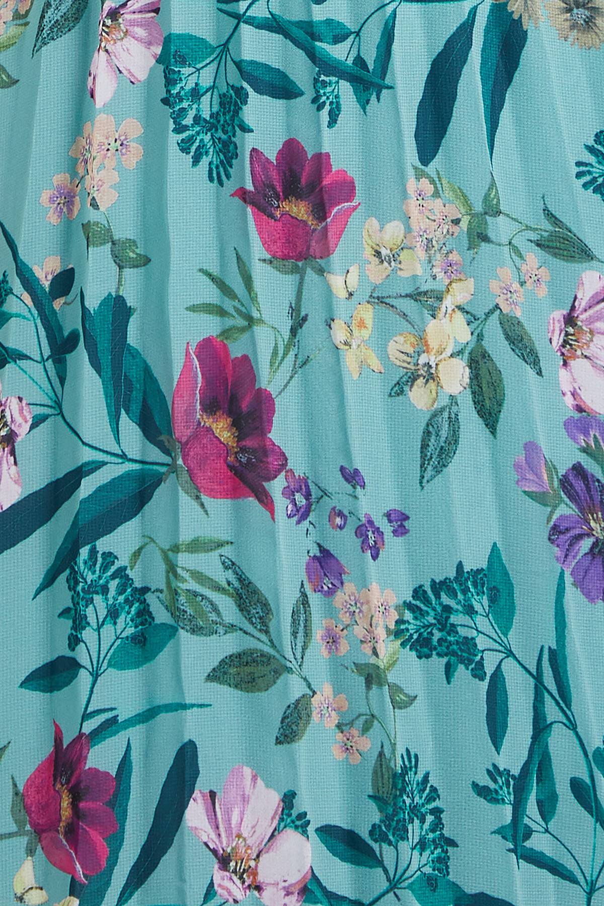 Wallis Robe Midi Petite en Mousseline Florale à Manches Plissées