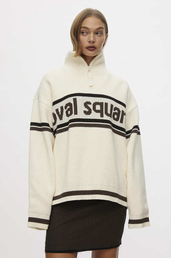 Oval Square Snowy Knit Anorak Off white