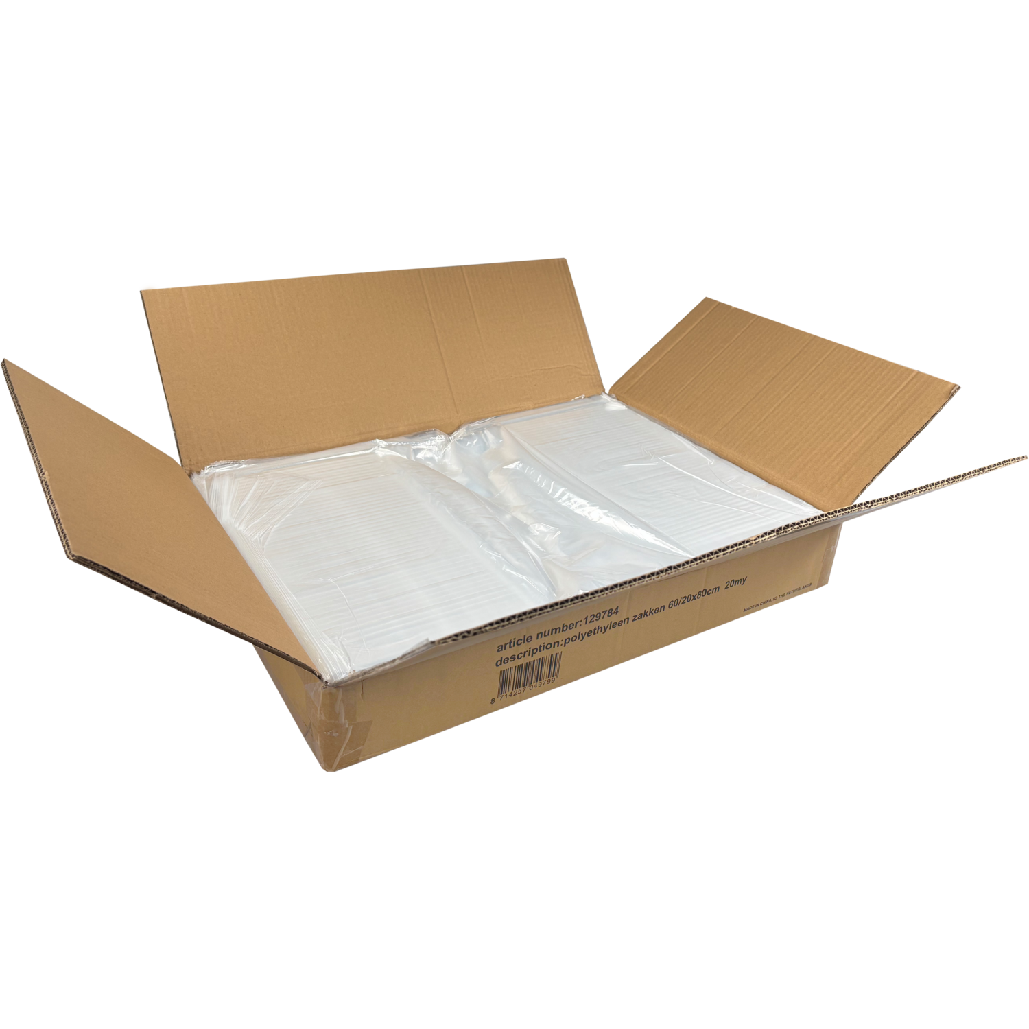 Zak, Kratzak, LDPE, 600/ 2x200x800mm, 20my, transparant