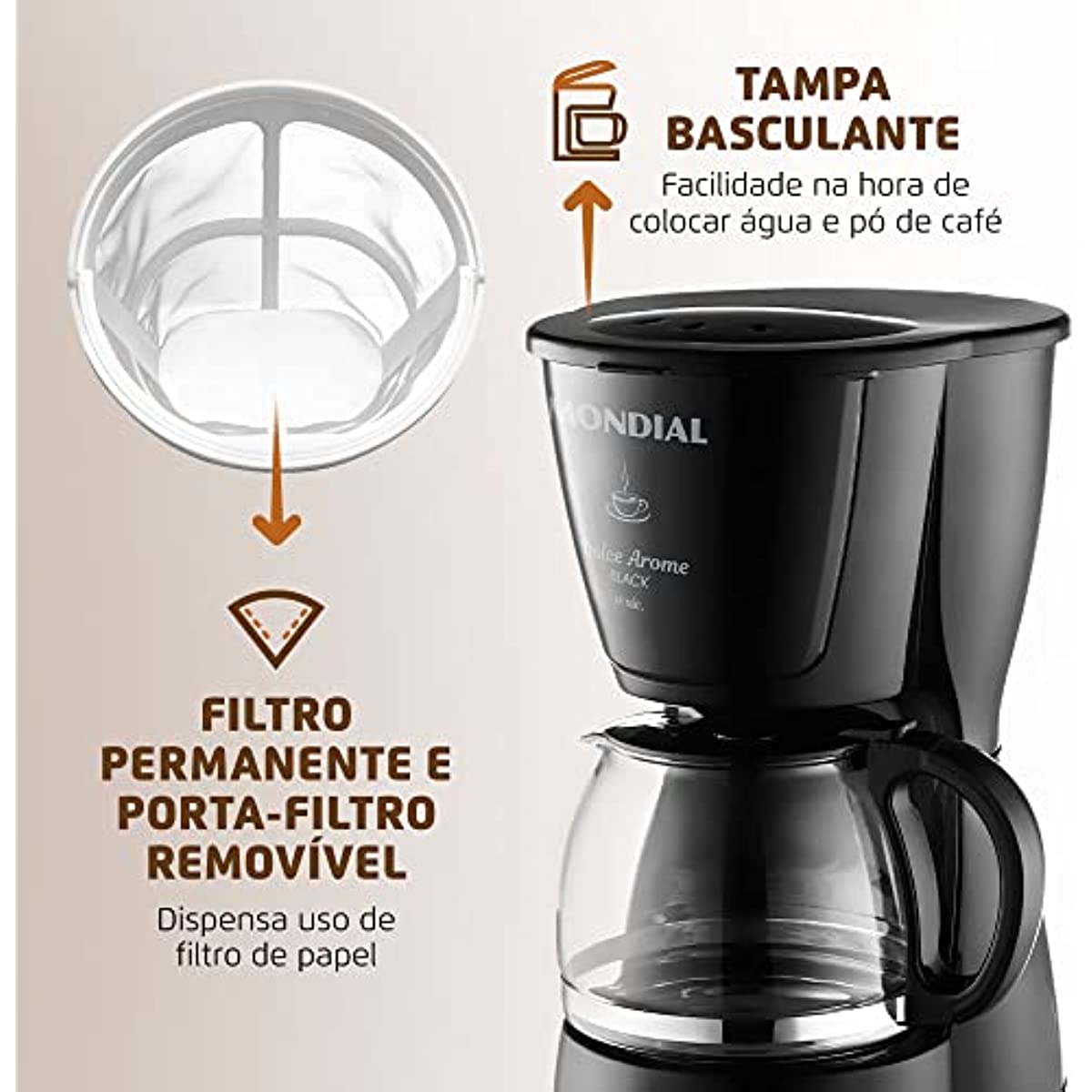 Cafeteira El&eacute;trica Dolce Arome, 110V, Mondial - C-30-18X-FB