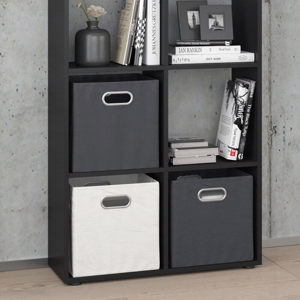 Vicco Raumteiler Scutum 8 Fächer Schwarz 140 x 72 cm - Regal Bücherregal Standregal Aktenregal Raumtrenner