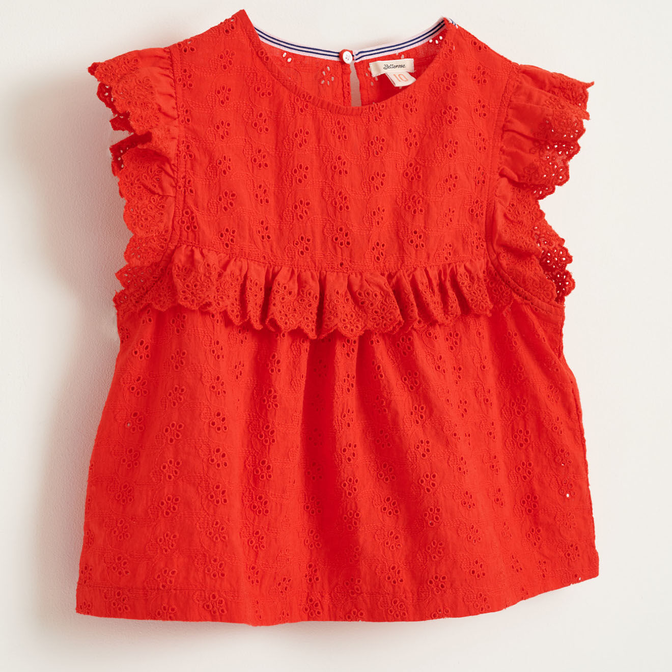 Bellerose Top Hanna en Coton à broderie anglaise rouge