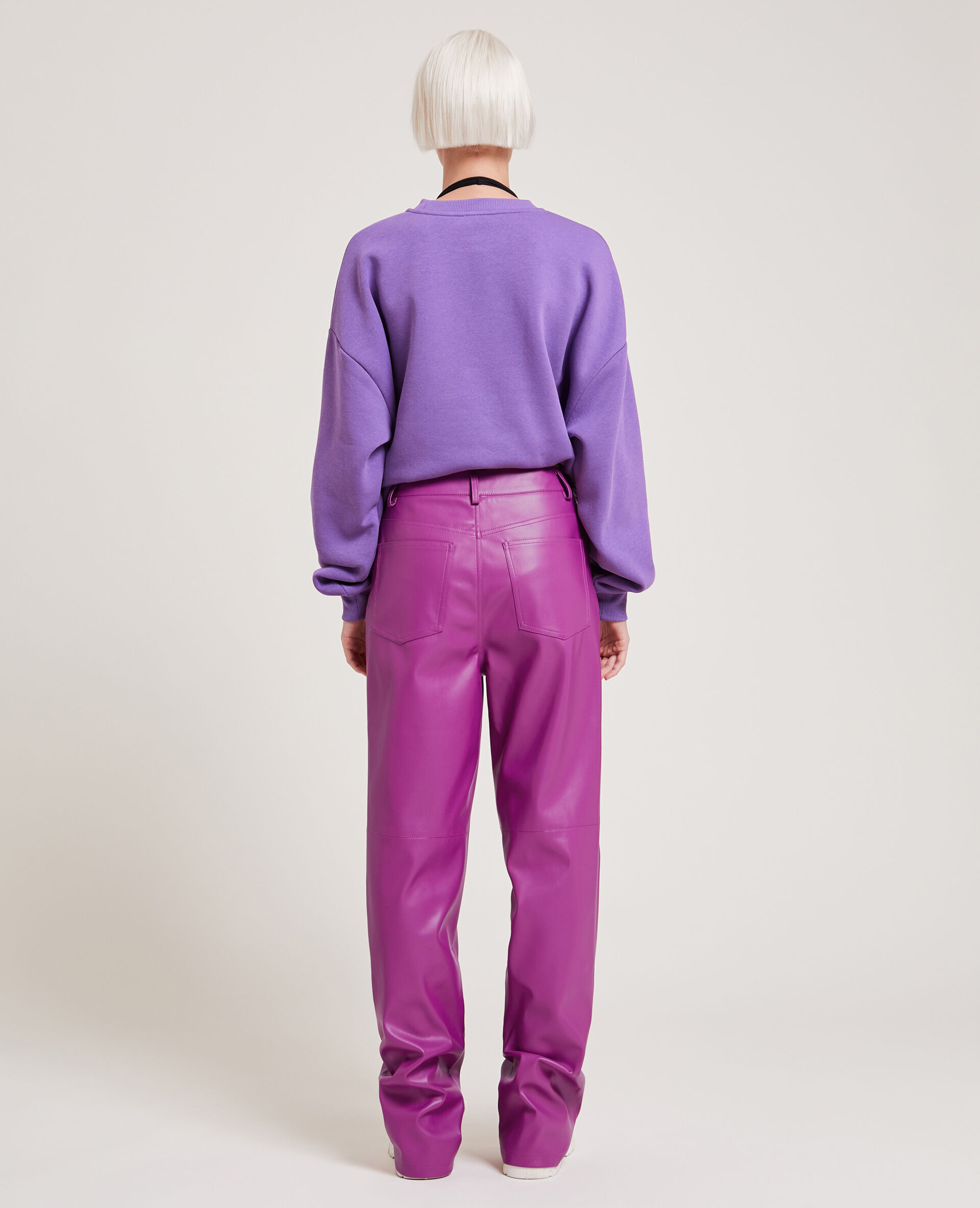 Pantalon droit en simili cuir - Violet